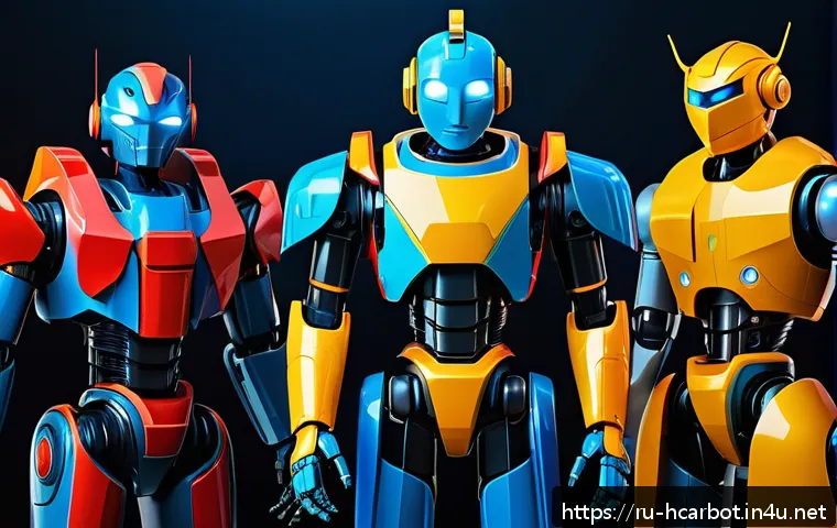 헬로카봇 최신 시즌 포스터 분석 - A vibrant poster featuring a central blue robot hero with a calm, rational expression, surrounded by...